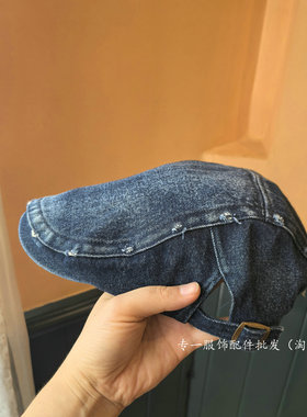 复古牛仔短檐破洞显脸小鸭舌帽