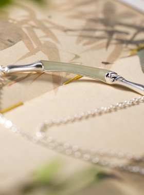 复古女士碧玉原创设计师款锁骨链