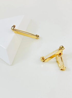 安全旋转工喜手工14k包金胸别针