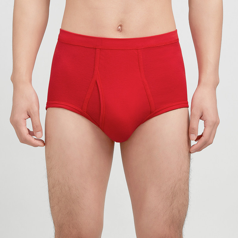 宜而爽男红品系列纯棉罗纹无缝内裤 宜而爽内衣男三角内裤