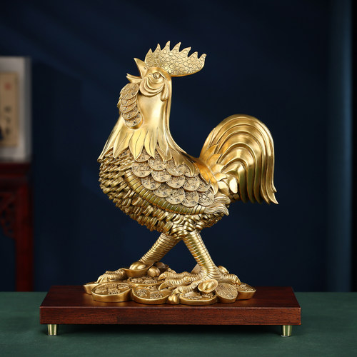 铜欣祥黄铜大吉大利金钱鸡公鸡生肖鸡摆件家居装饰品工艺品摆件 - 图1