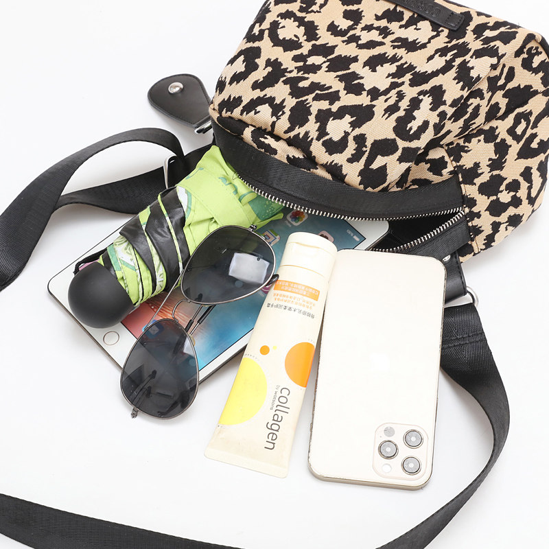 女2021新款潮豹纹帆布单肩小包包 粹鸟女士包袋