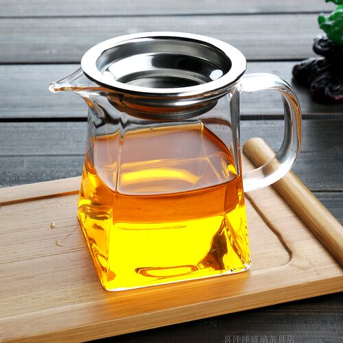 加厚玻璃公道杯泡茶器耐热分茶杯煮茶壶防爆四方公杯功夫茶具配件 - 图0