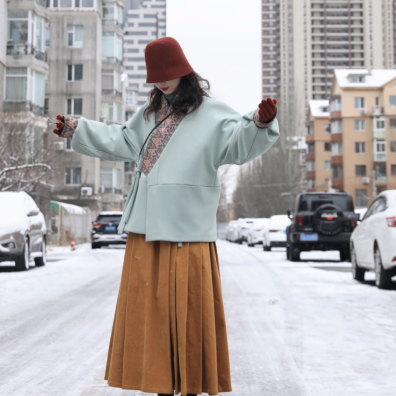 谜阿凰【霜华棉袄】原创汉服套装冬季保暖加厚上衣改良马面裙女士,淘宝优惠券,粉丝福利购,淘宝优惠卷