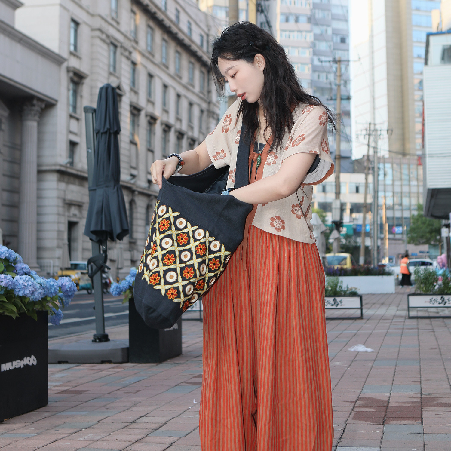 谜阿凰【柑橘气球裤】橘色竖条纹亚麻大放量夏季女裤子,淘宝优惠券,粉丝福利购,淘宝优惠卷