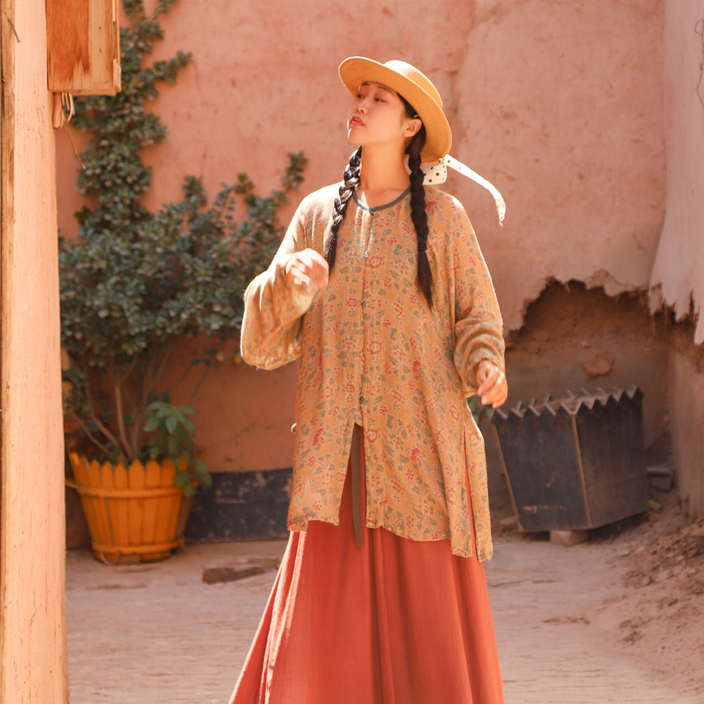 谜阿凰山岚圆领衫明制新中式复古风圆领衫日常春夏高端汉服女成人,淘宝优惠券,粉丝福利购,淘宝优惠卷