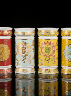 唐彩花瓶香筒摆件陶瓷客厅插花桶