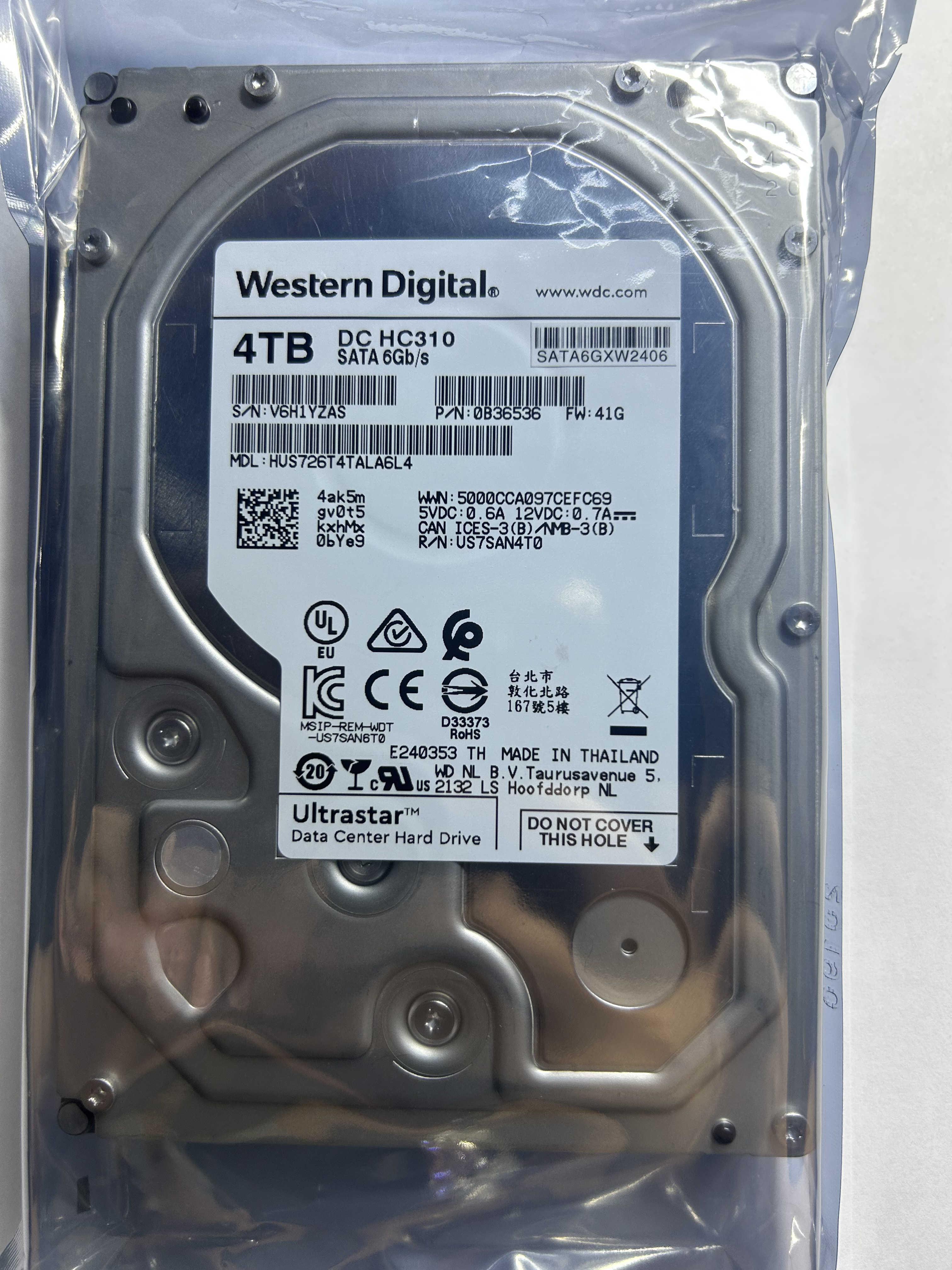 西数4T硬盘WD4T HC310监控企业级机械硬盘HUS726T4TALE6L4 ALA6L4 - 图3