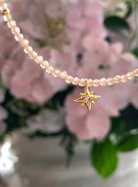 优雅香槟色闪耀锆石珠项链锁骨链