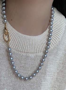 项链清冷银灰色仿施家强光珍珠