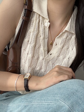 kOKOCYNTHIA秋冬叠戴锁骨链金色虎眼石项链