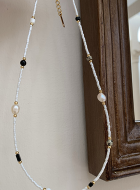 白巧系列～天然石珍珠串珠项链锁骨链叠戴夏日度假搭配小众