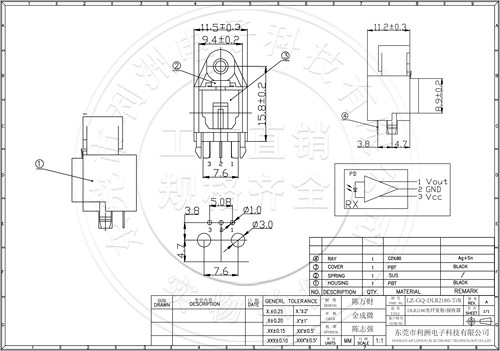 DLR2180光纤发射器音频端子接收/发射配件插座光纤连接器DLT1111A - 图2
