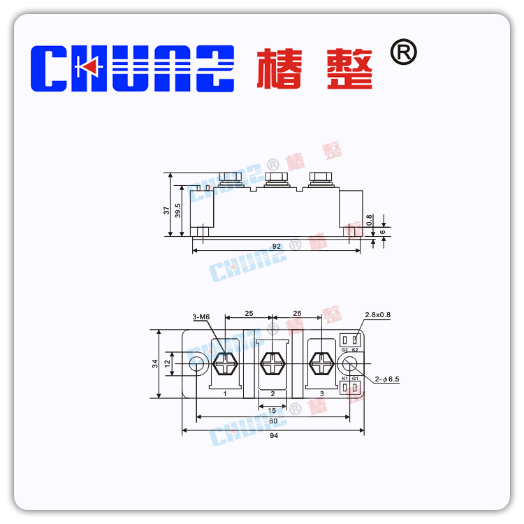 椿整厂家直销  MTC200A小型可控硅模块 MTC200A-1600V 晶闸管模块 - 图1