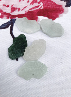 diy缅甸翡翠玉坠散件如意锁