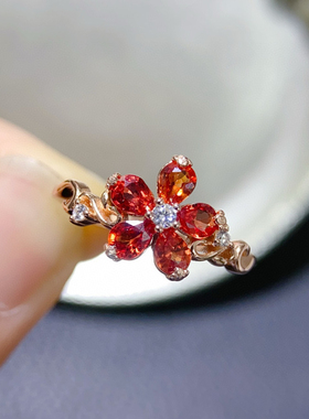 高品质天然红色蓝宝石戒指红蓝宝艳如烈火3*4mm925银精工镶嵌