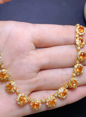 天然芬达项链高净度火彩爆闪裸石4*5ms925纯银精工镶嵌