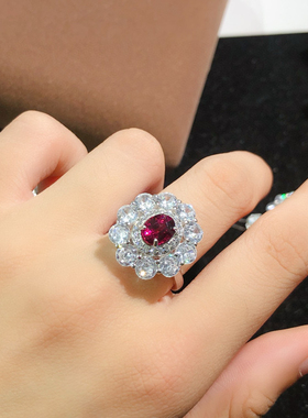 紫牙乌石榴石套装戒指吊坠耳钉精工镶嵌复古风宫廷拍摄道具首饰品