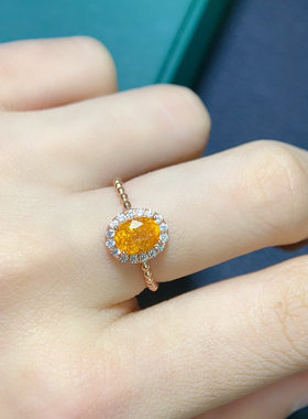 天然芬达戒指高净度火彩爆闪精品s925纯银精工镶嵌