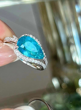 帕拉伊巴戒指马尔代夫优雅18K金全部大钻石奢华镶嵌配国际证书