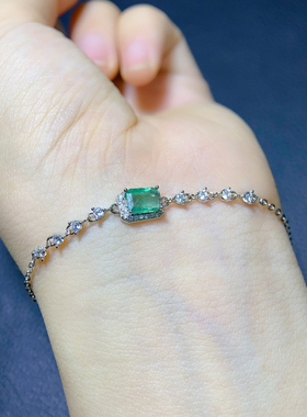 龙年六月新天然祖母绿手链女18K金显气质彩色宝石首饰