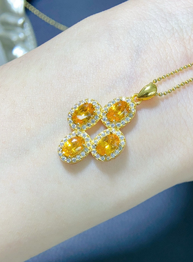 天然芬达吊坠高净度火彩爆闪颜色浓奢华镶嵌4*6s925纯银精工镶嵌