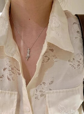 设计感银色拉丝芭蕾项链配饰女轻奢气质高级感时尚气质百搭锁骨链