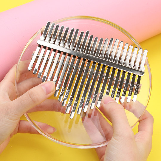 拓米17音水晶圆形拇指琴KALIMBA炫彩亚克力卡林巴琴初学手指琴