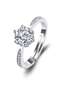 仿真经典六爪戒指女开口钻戒