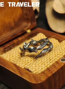 荆棘玫瑰999银手工戒指原创