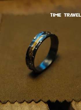 时间旅客黑金手工银戒