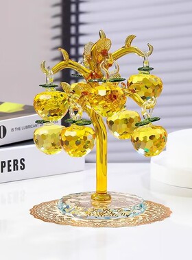 水晶苹果树创意装饰摆件