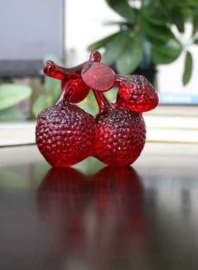 红黄色水晶荔枝摆件开业乔迁礼品