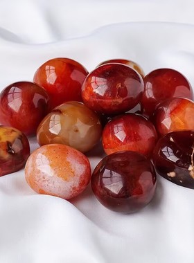 天然红玛瑙滚石摆件原石打磨装饰