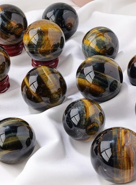 天然水晶虎眼石球蓝虎眼石原石