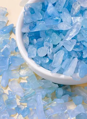 天然海蓝宝碎石装饰摆件小颗粒