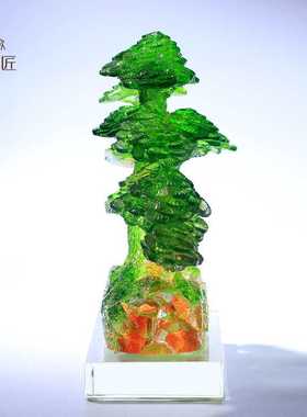 公司开业琉璃发财树摆件基业常青