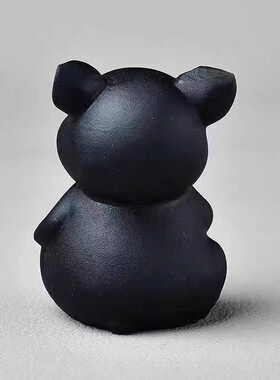 天然黑曜石生肖猪摆件12生肖生日礼物原石雕刻饰品黑色猪年吉祥物