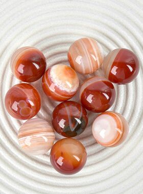 天然南红玛瑙球摆件矿石原石打磨