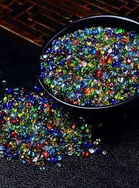 红黄蓝绿水晶玻璃碎石摆件 供佛修曼扎放聚宝盆鱼缸景石家居装饰