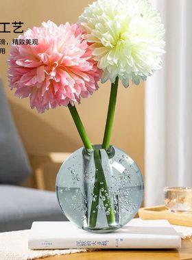 高档水晶气泡球花瓶摆件家居装饰