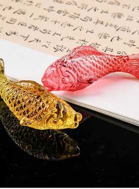 七彩琉璃锦鲤客厅吉祥物水晶鱼