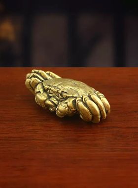 黄铜螃蟹摆件大闸蟹桌面摆件