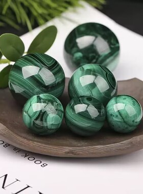 天然孔雀石球摆件原石打磨水晶球