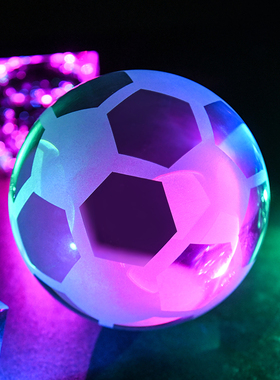 大小号透明白水晶足球七彩发光灯座男朋友情人节生日礼物小孩玩具