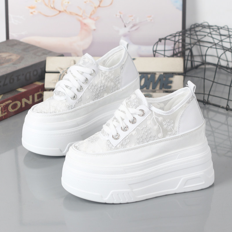 超高跟12cm小白鞋女小个子厚底内增高10-12cm松糕鞋百搭休闲网鞋,淘宝优惠券,粉丝福利购,淘宝优惠卷