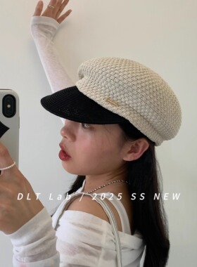 2025新品复古草编显脸小贝雷帽