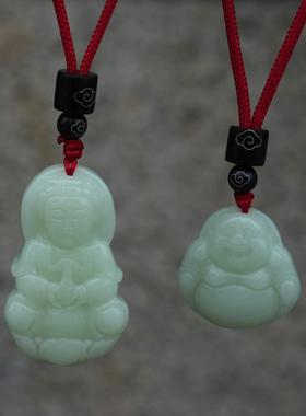 观音佛吊坠涵冰夜光石男女项链