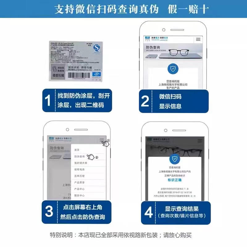 深圳实体依视路眼镜片钻晶膜岩1.74膜洁1.67A4膜御膜致第八代变色 - 图1
