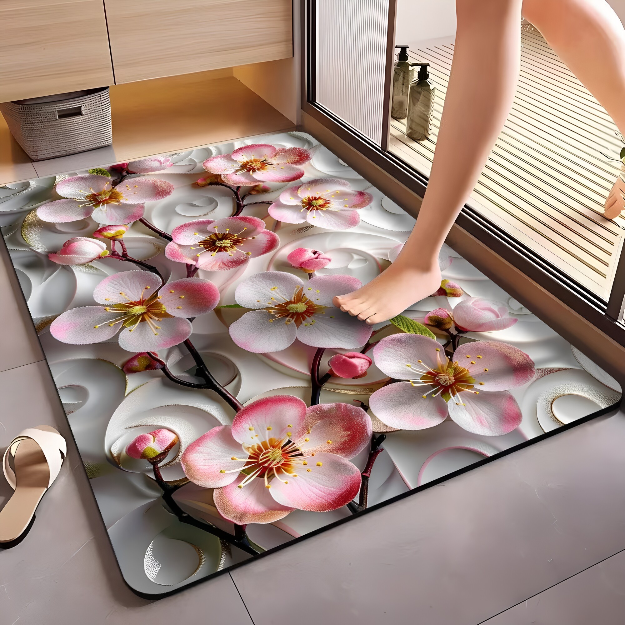 Diatom mud water-absorbing quick-drying non-slip floor mat
